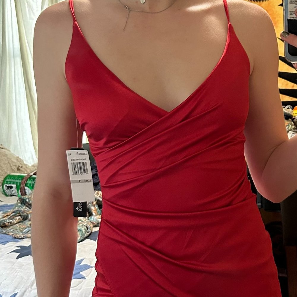 Satin Short Red Dress